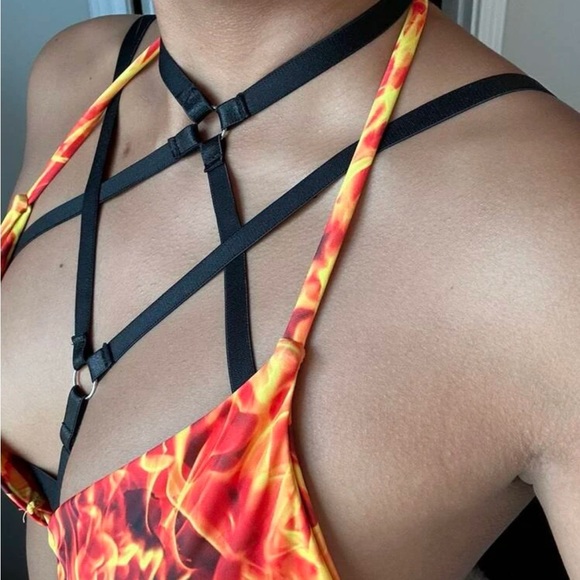 Black Rave Festival Harness Bra New - Picture 8 of 8